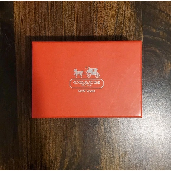 COACH New York 2012 Red Silver Gift Box EMPTY 5x3.5x1.5 Designer Classic - Picture 1 of 8